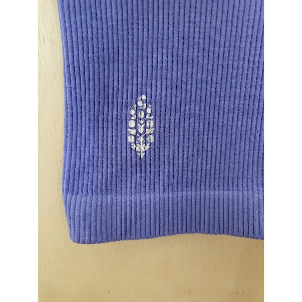 Size:XS/S Free People Movement Periwinkle Ribbed Crop Tank Top - Picture 4 of 6